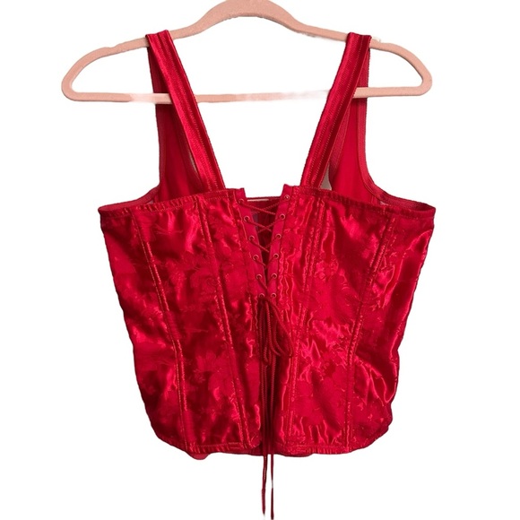 EMPIRE Intimates Red Satin Jacquard Corset Top Lingerie Victorian Edwardian 40 - Picture 12 of 16